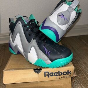 Reebok Kids Sneakers - Black, Gray, and Teal with Purple Accents